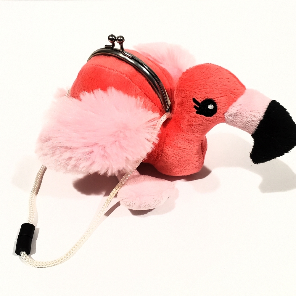 Wild Republic Plush Pink Flamingo Mini Purse Bag Pocketbook With Strap EUC - Picture 12 of 13